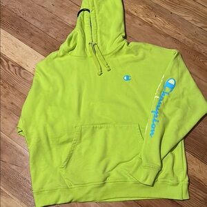 Champion Green Sweater with Iconic Logo and Vibrant Color